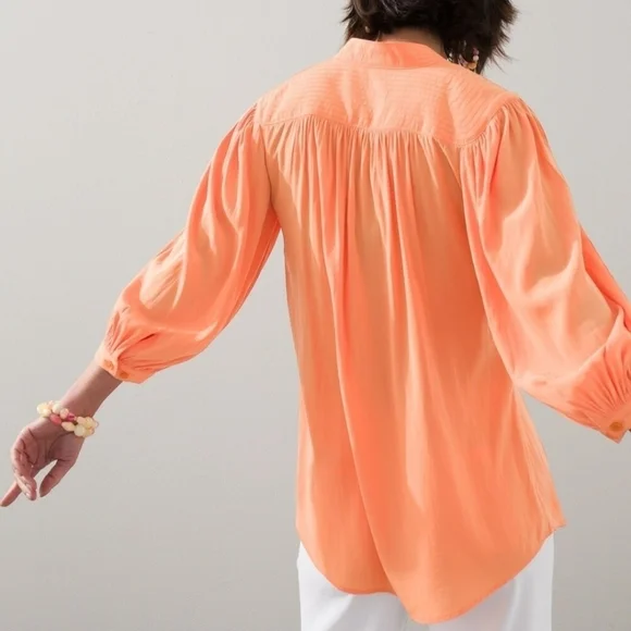 CHICO'S TEXTURED STITCHED V-NECK BALLOON SLEEVE BLOUSE EUC SIZE XS SMALL 0 - Picture 4 of 10